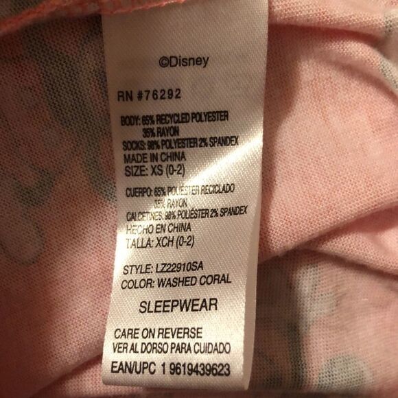 Disney 0-2 XS Coral Black White Mickey Mouse Short Sleeve Top & Shorts PJ Set - Picture 10 of 12